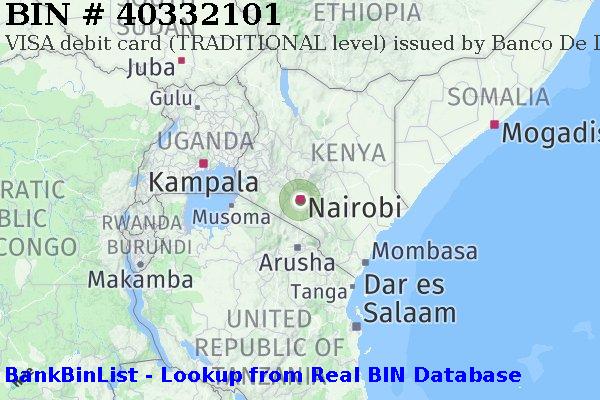 BIN 40332101 VISA debit Kenya KE