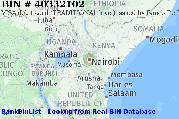 BIN 40332102 VISA debit Kenya KE