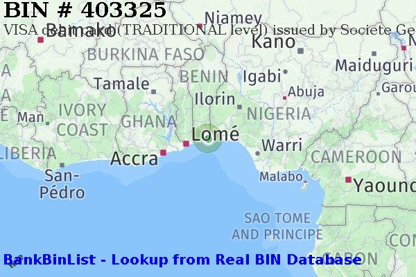 BIN 403325 VISA debit Benin BJ