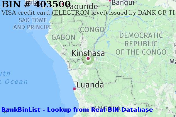 BIN 403500 VISA credit Democratic Republic of the Congo CD