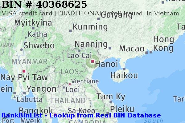 BIN 40368625 VISA credit Vietnam VN