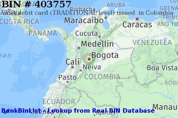 BIN 403757 VISA debit Colombia CO