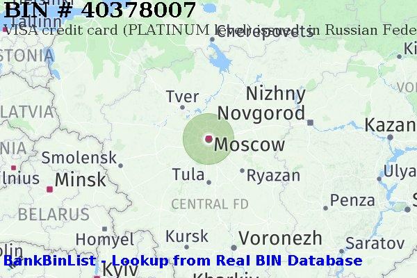 BIN 40378007 VISA credit Russian Federation RU
