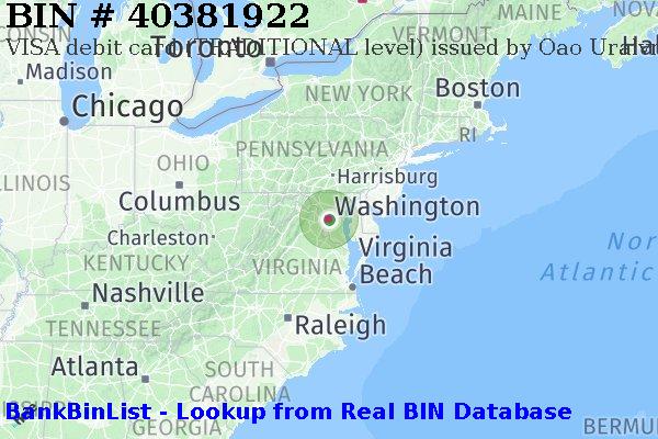 BIN 40381922 VISA debit United States US