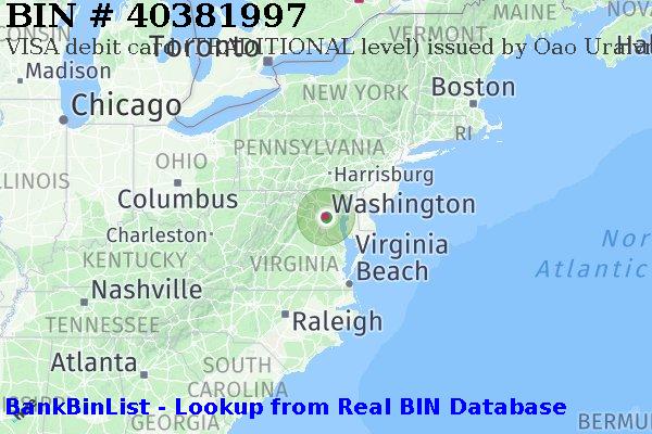 BIN 40381997 VISA debit United States US