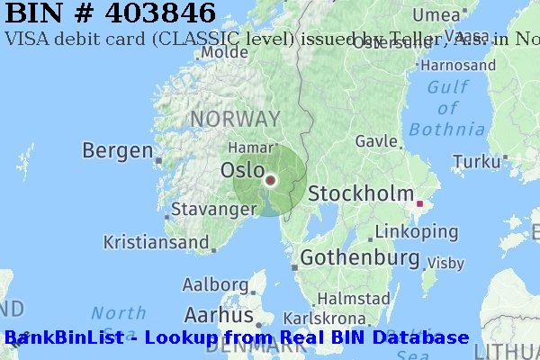 BIN 403846 VISA debit Norway NO