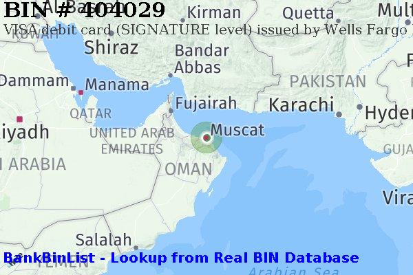BIN 404029 VISA debit Oman OM