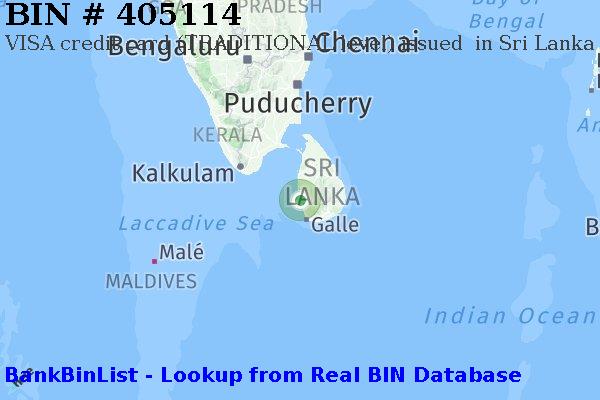 BIN 405114 VISA credit Sri Lanka LK