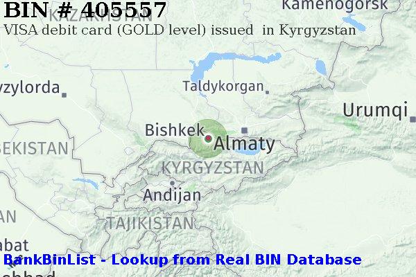 BIN 405557 VISA debit Kyrgyzstan KG