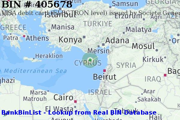 BIN 405678 VISA debit Cyprus CY