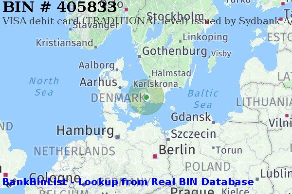 BIN 405833 VISA debit Denmark DK