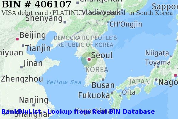 BIN 406107 VISA debit South Korea KR