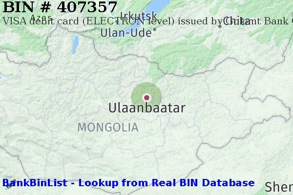 BIN 407357 VISA debit Mongolia MN