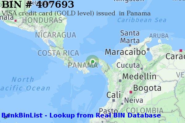 BIN 407693 VISA credit Panama PA