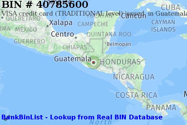 BIN 40785600 VISA credit Guatemala GT