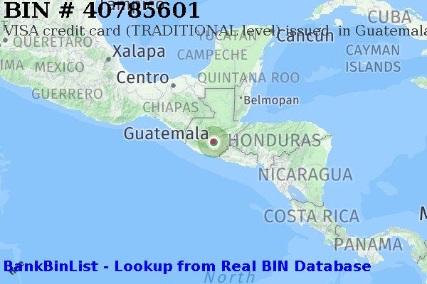 BIN 40785601 VISA credit Guatemala GT