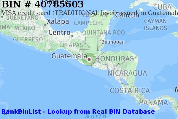 BIN 40785603 VISA credit Guatemala GT