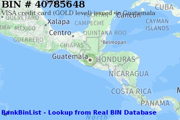 BIN 40785648 VISA credit Guatemala GT