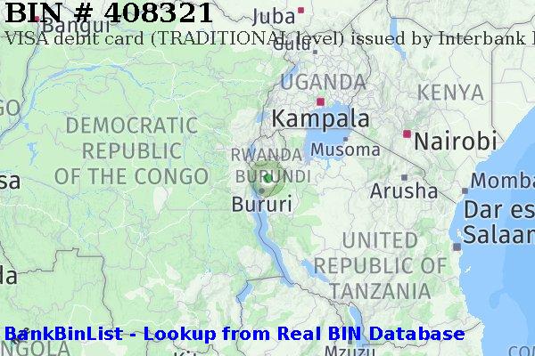 BIN 408321 VISA debit Burundi BI