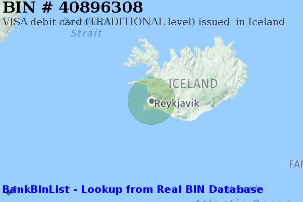 BIN 40896308 VISA debit Iceland IS