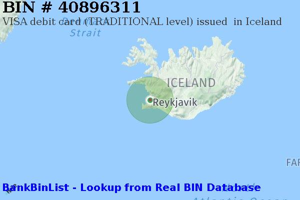 BIN 40896311 VISA debit Iceland IS