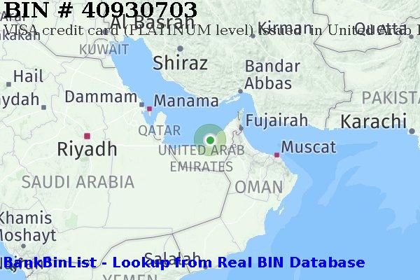 BIN 40930703 VISA credit United Arab Emirates AE