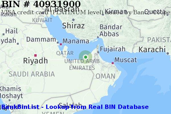 BIN 40931900 VISA credit United Arab Emirates AE
