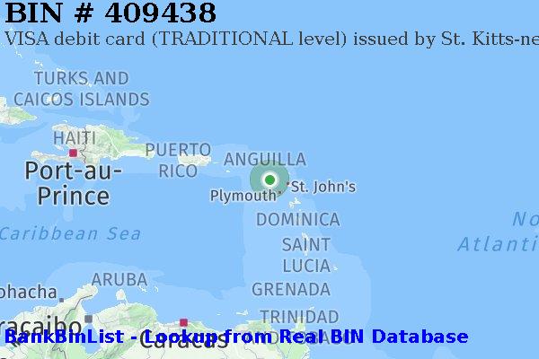 BIN 409438 VISA debit Saint Kitts and Nevis KN
