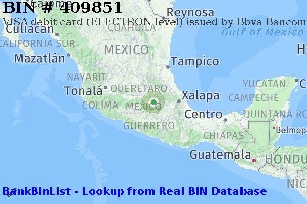 BIN 409851 VISA debit Mexico MX