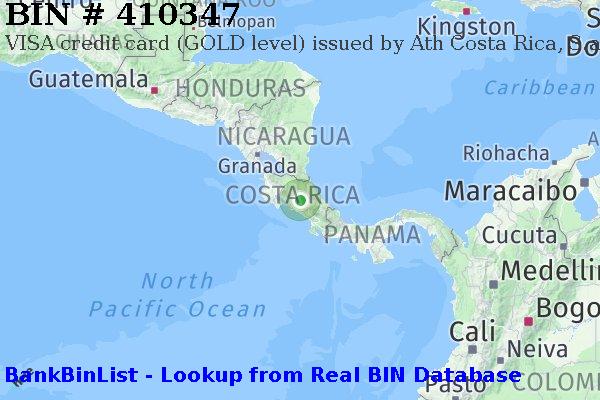 BIN 410347 VISA credit Costa Rica CR