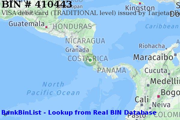 BIN 410443 VISA debit Costa Rica CR