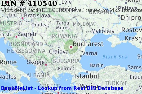 BIN 410540 VISA debit Romania RO