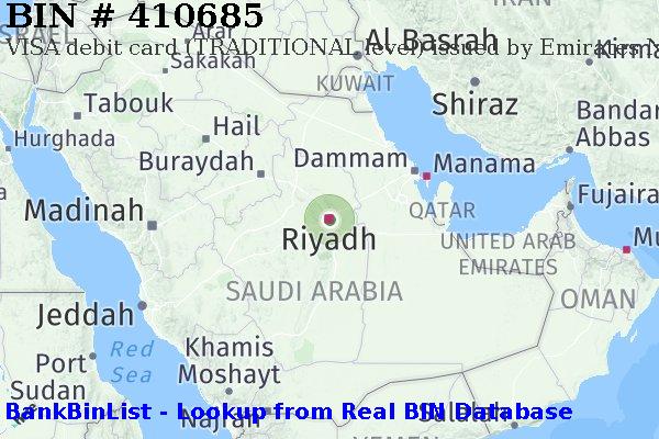 BIN 410685 VISA debit Saudi Arabia SA