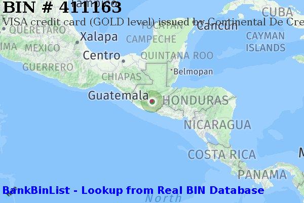 BIN 411163 VISA credit Guatemala GT