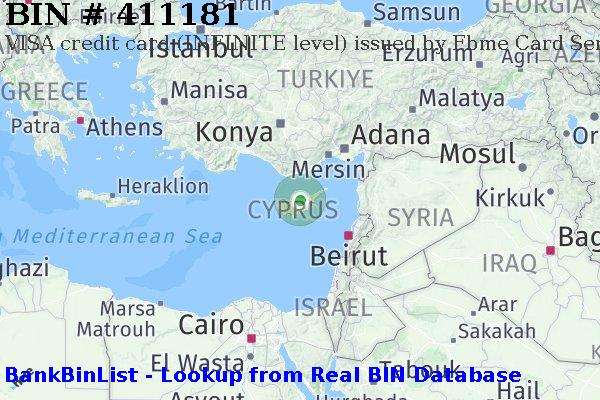 BIN 411181 VISA credit Cyprus CY