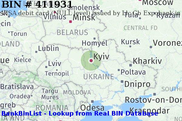 BIN 411931 VISA debit Ukraine UA