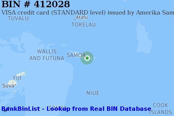 BIN 412028 VISA credit American Samoa AS