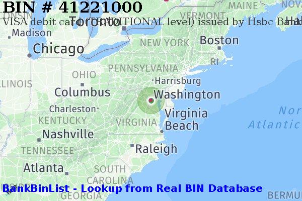 BIN 41221000 VISA debit United States US