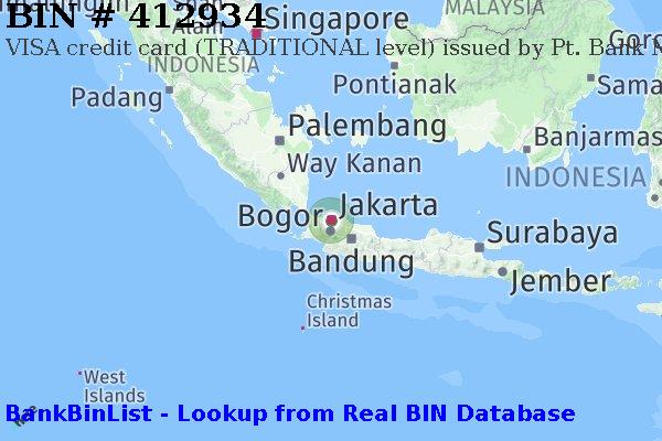 BIN 412934 VISA credit Indonesia ID