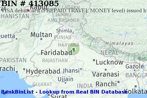 BIN 413085 VISA debit India IN