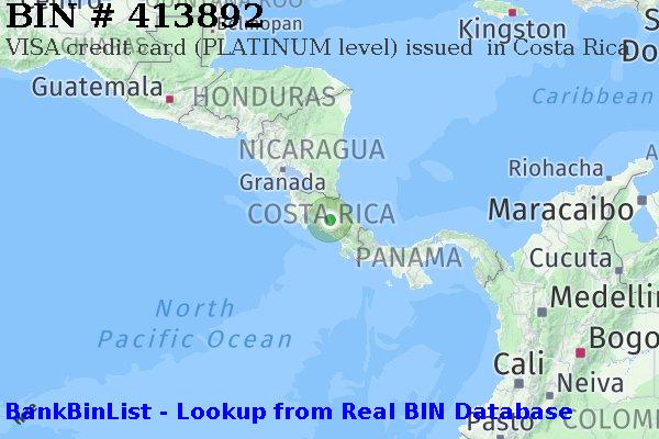BIN 413892 VISA credit Costa Rica CR