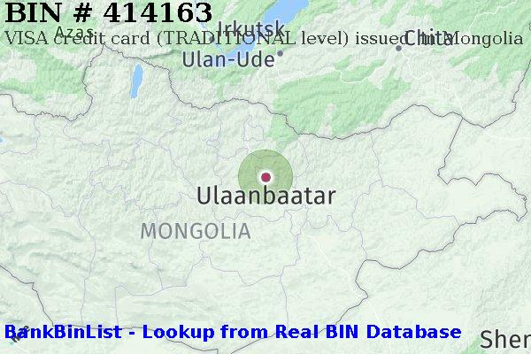 BIN 414163 VISA credit Mongolia MN