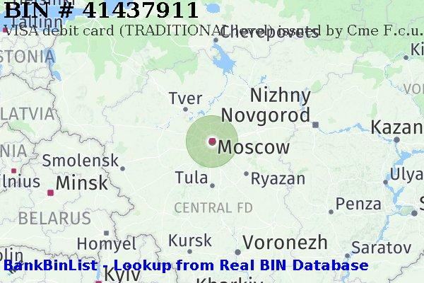 BIN 41437911 VISA debit Russian Federation RU
