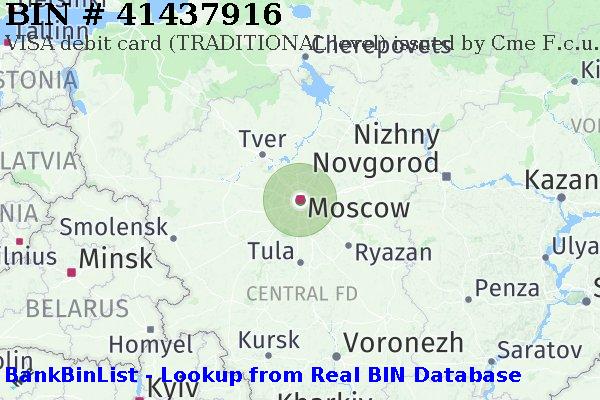 BIN 41437916 VISA debit Russian Federation RU