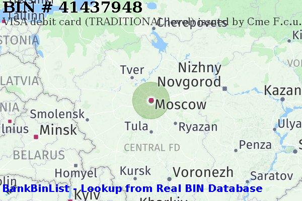 BIN 41437948 VISA debit Russian Federation RU