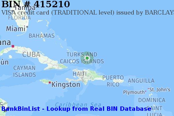 BIN 415210 VISA credit Turks and Caicos Islands TC