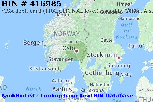 BIN 416985 VISA debit Norway NO