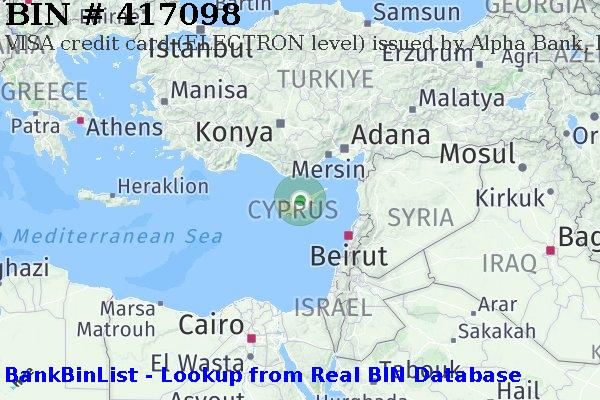 BIN 417098 VISA credit Cyprus CY