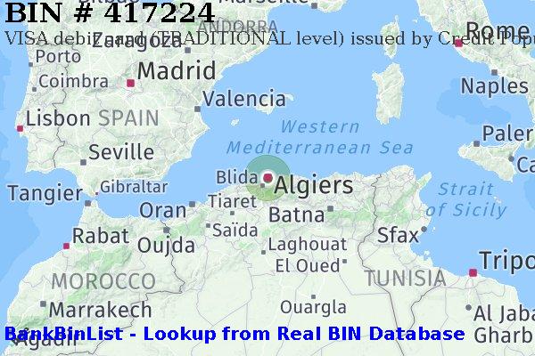 BIN 417224 VISA debit Algeria DZ