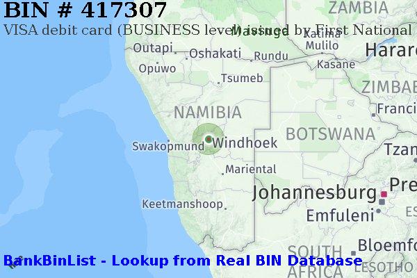 BIN 417307 VISA debit Namibia NA